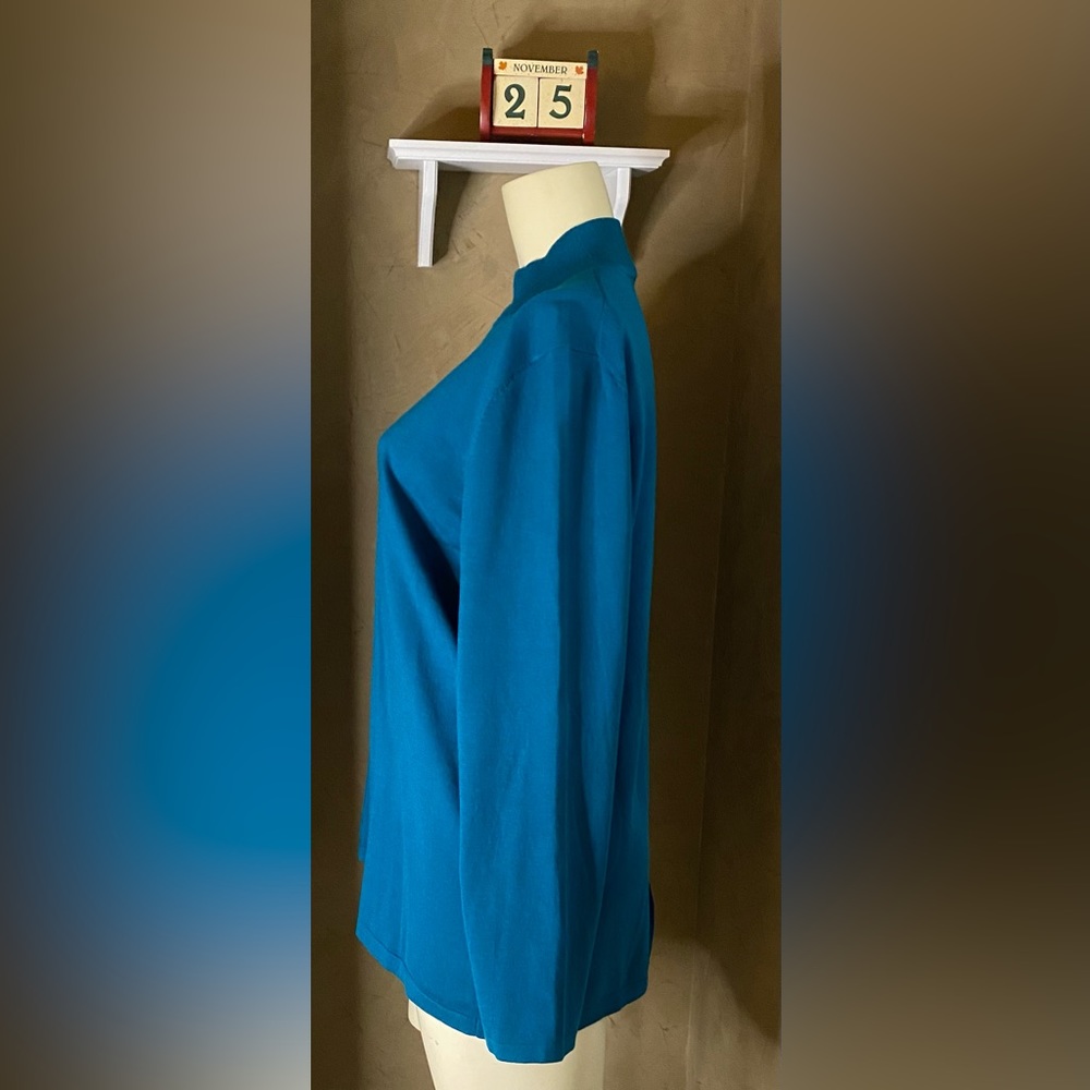 Pendleton Teal Silk Blend Lightweight Mock Neck S… - image 3